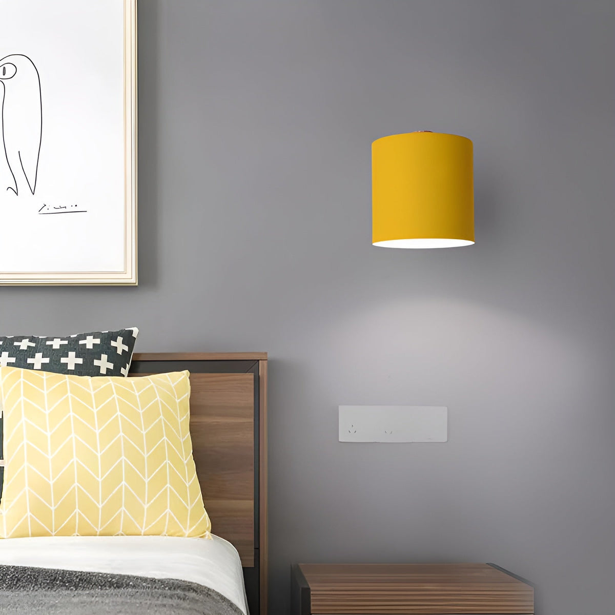 NordicGlow Adjustable Wall Lamp | Pastel Scandinavian Design | Wall Light Wood Metal Nordic