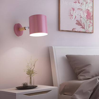 NordicGlow Adjustable Wall Lamp | Pastel Scandinavian Design | Wall Light Wood Metal Nordic