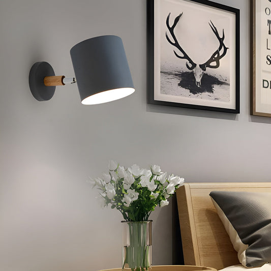 NordicGlow Adjustable Wall Lamp | Pastel Scandinavian Design | Wall Light Wood Metal Nordic