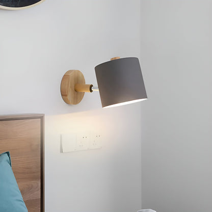 NordicGlow Adjustable Wall Lamp | Pastel Scandinavian Design | Wall Light Wood Metal Nordic