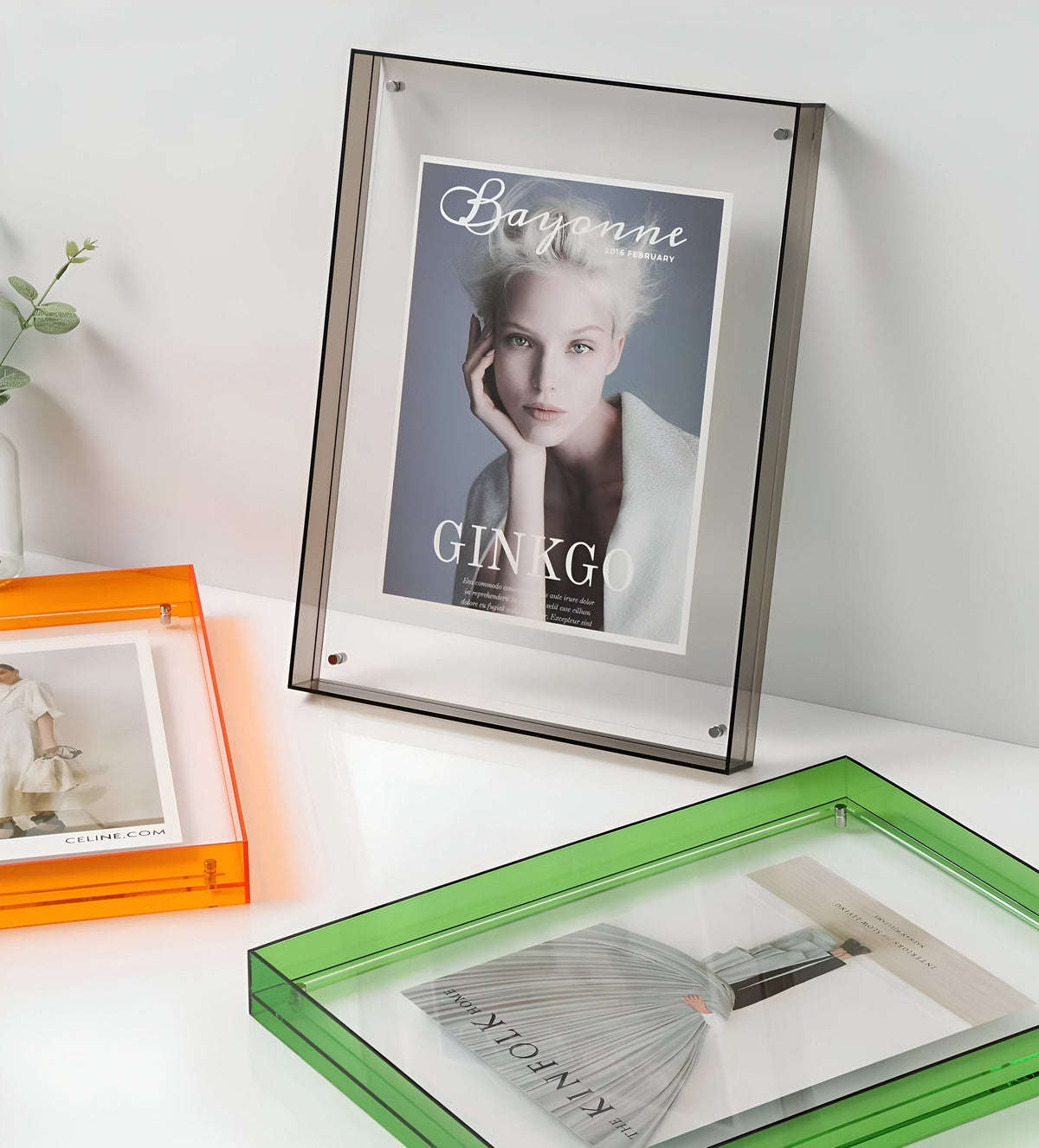 Acrylic Photo Frame | Modern Minimalist Display | Faceted Crystal Shelf
