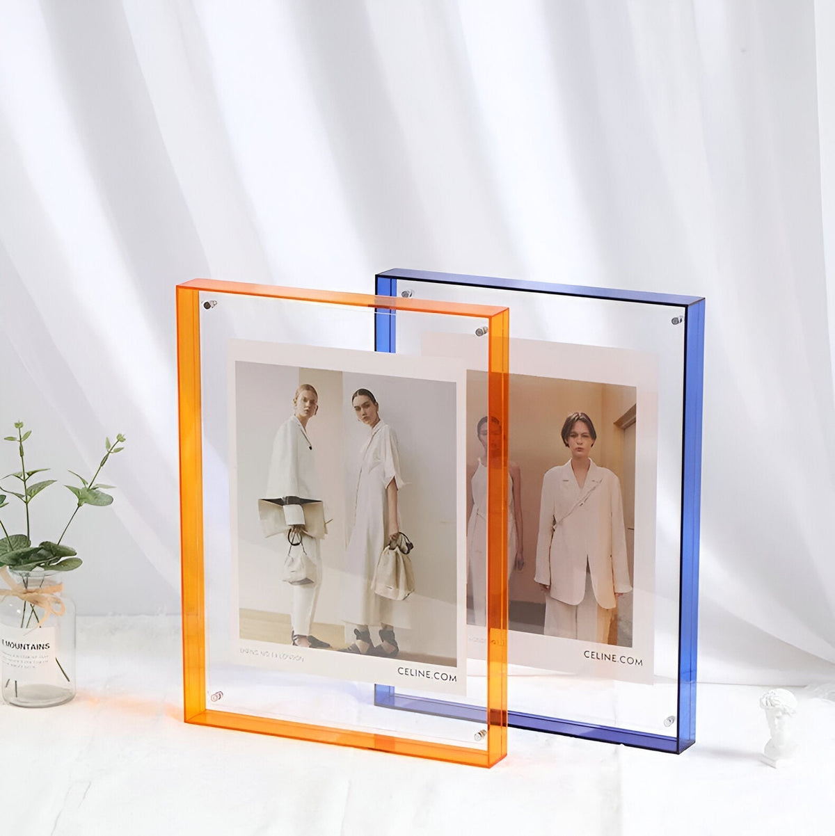 Acrylic Photo Frame | Modern Minimalist Display | Faceted Crystal Shelf