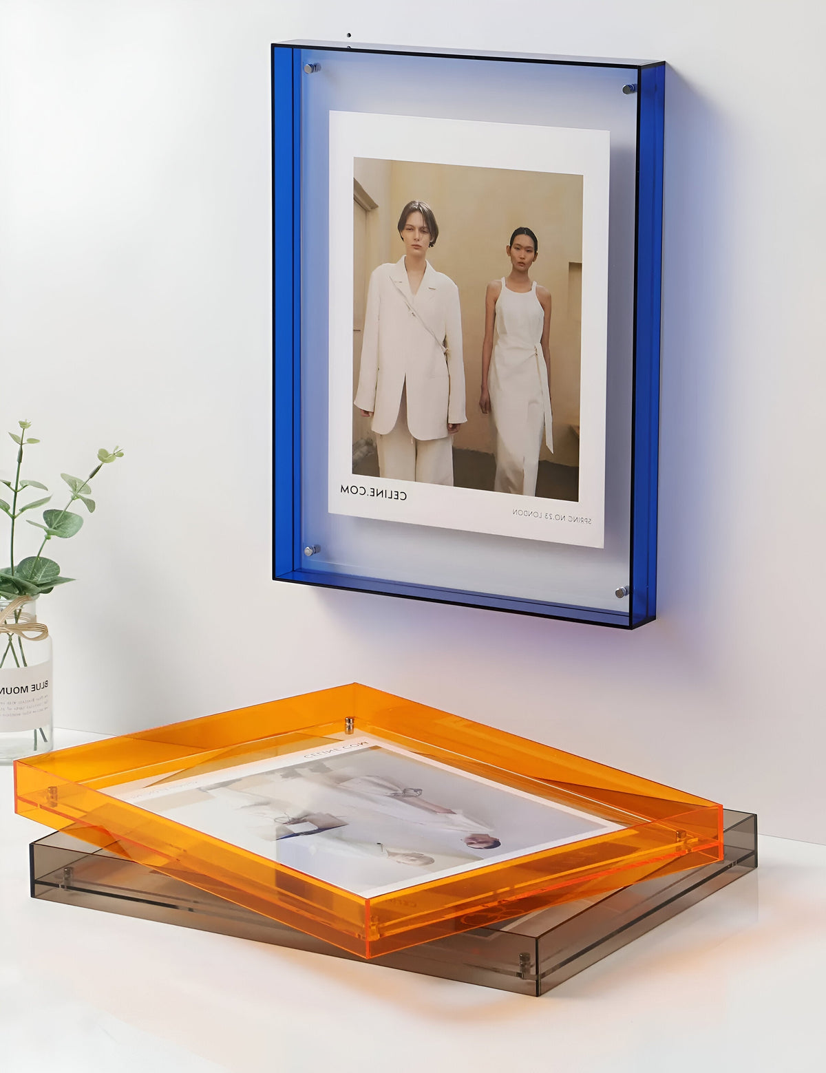 Acrylic Photo Frame | Modern Minimalist Display | Faceted Crystal Shelf