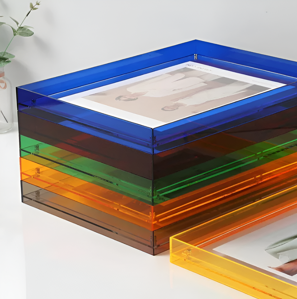 Acrylic Photo Frame | Modern Minimalist Display | Faceted Crystal Shelf