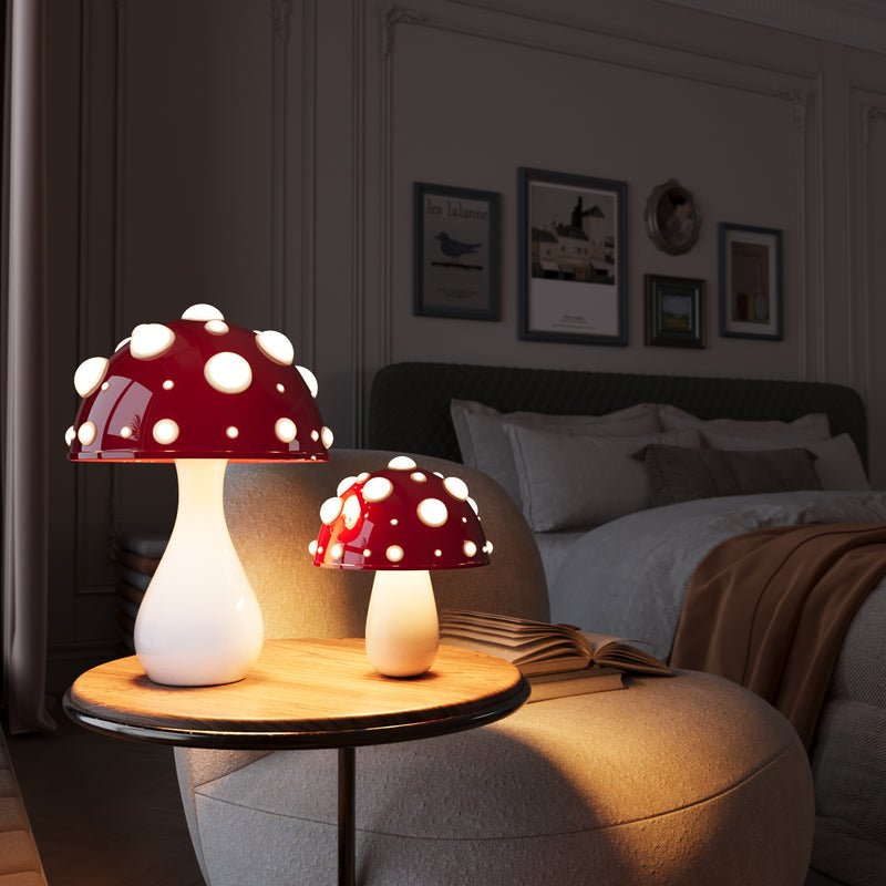 LED Mushroom Table Lamp | Modern Amanita-Inspired Light | Rechargeable Bedside