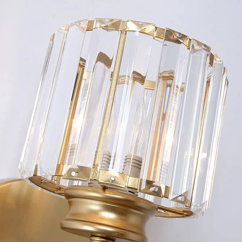 Crystal Wall Light | Modern Glass & Iron Sconce | Bedroom