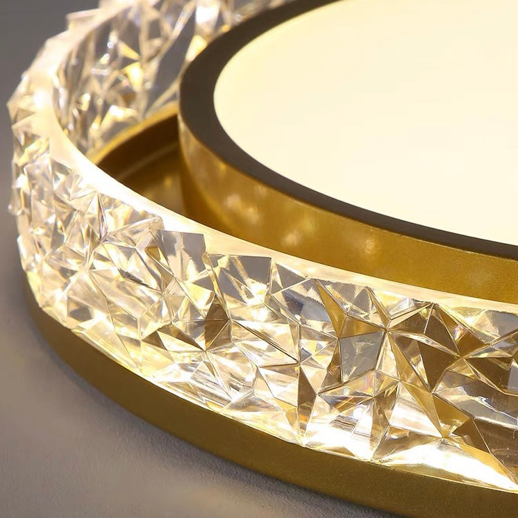 Crystal Halo LED Ceiling Light | Remote Dimmable Flush Mount | Adjustable Bedroom