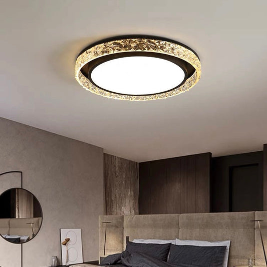 Crystal Halo LED Ceiling Light | Remote Dimmable Flush Mount | Adjustable Bedroom