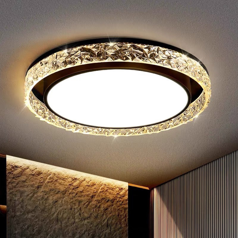 Crystal Halo LED Ceiling Light | Remote Dimmable Flush Mount | Adjustable Bedroom