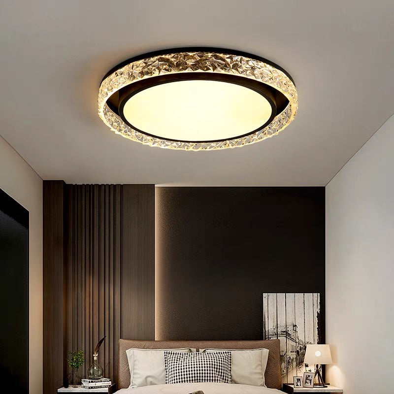 Crystal Halo LED Ceiling Light | Remote Dimmable Flush Mount | Adjustable Bedroom