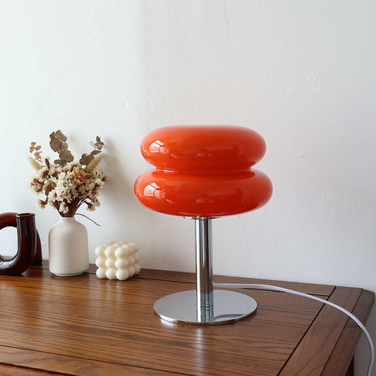 Italian Designer Glass Table Lamp | Modern Retro Accent Light | Polished Chrome LED Handcrafted
