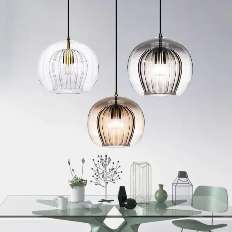 Modern Glass Pendant Light | Elegant Ambient Lighting | Metal Dining Room