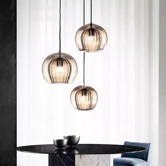 Modern Glass Pendant Light | Elegant Ambient Lighting | Metal Dining Room
