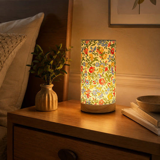 Modern Wooden Table Lamp | USB Powered Bedside Light | Wood Woven Linen LED Rechargeable