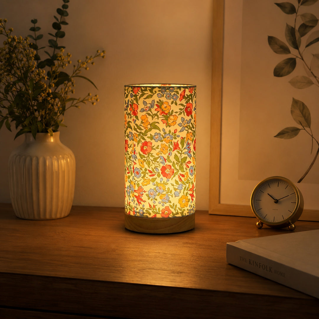 Modern Wooden Table Lamp | USB Powered Bedside Light | Wood Woven Linen LED Rechargeable
