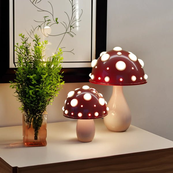 LED Mushroom Table Lamp | Modern Amanita-Inspired Light | Rechargeable Bedside