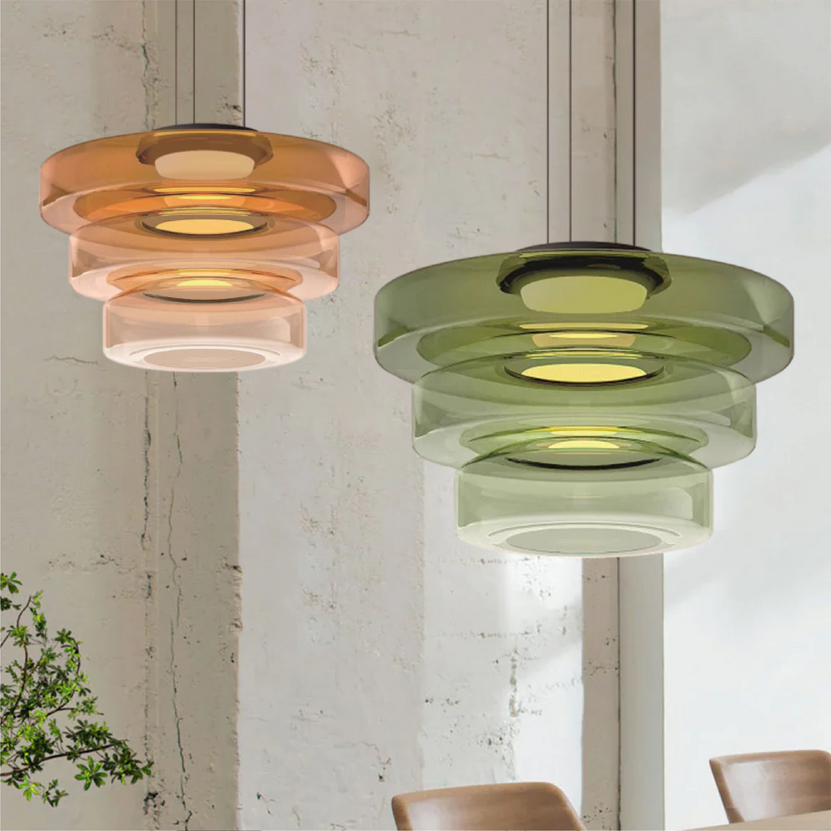 Glass Pendant Lamp | Bauhaus Style Hanging Light | Dining Room