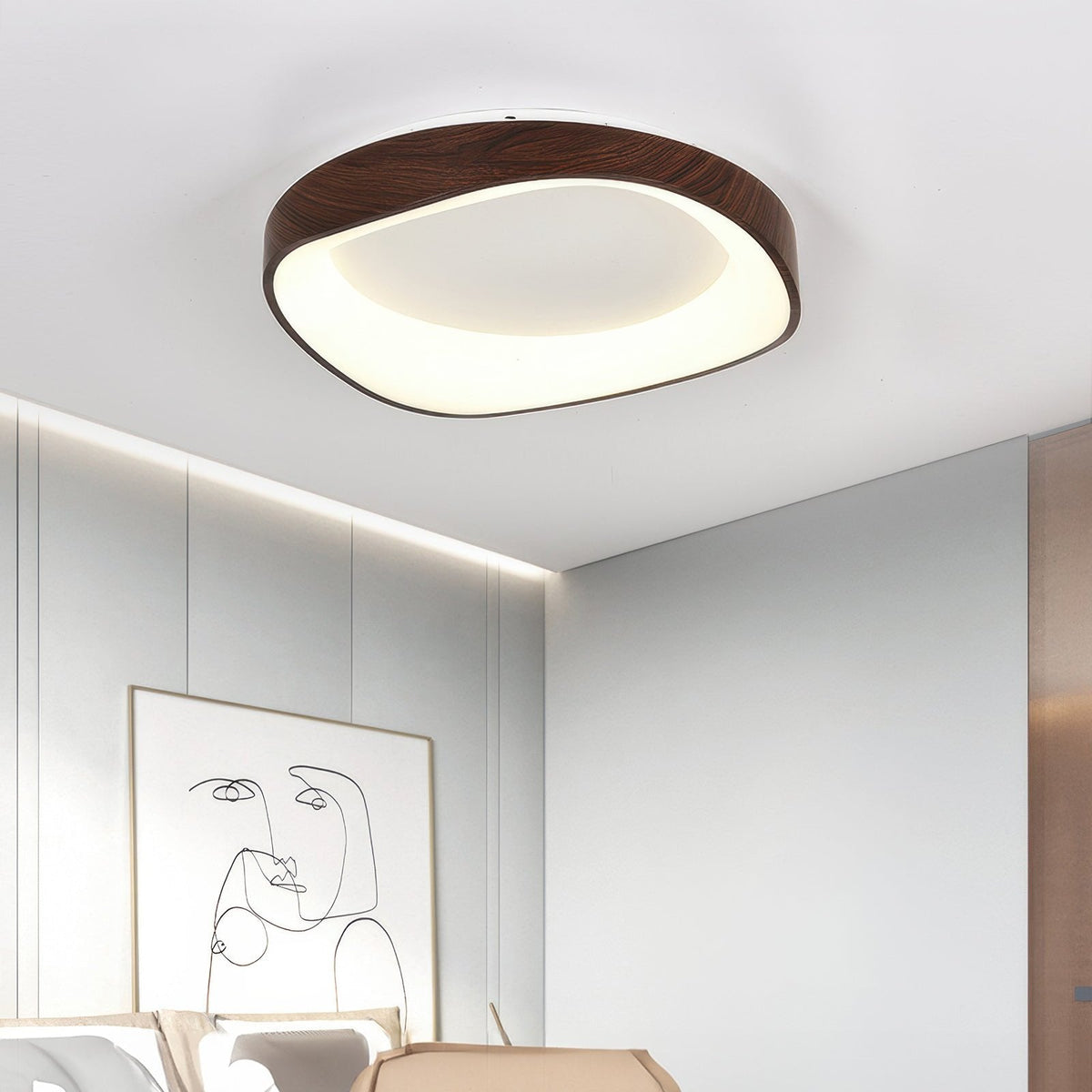 Nordic Artistic Wood Grain Ceiling Light | LED Waterproof Adjustable Bedroom