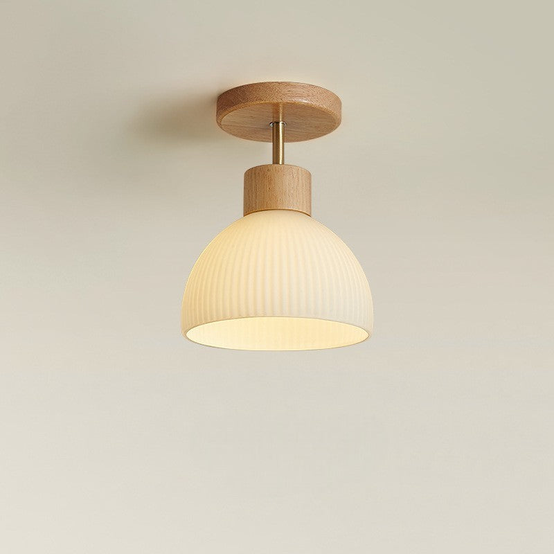 Ailse Ceiling Lamp | Natural Wood & Glass LED Fixture | Ceiling Light Bedroom