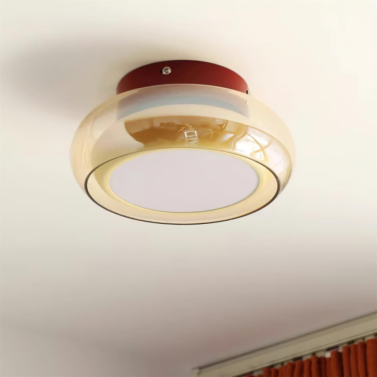 June Retro Glass Flush Mount Ceiling Light | LED Indoor Lamp | Clear Acrylic Nordic Art Deco
