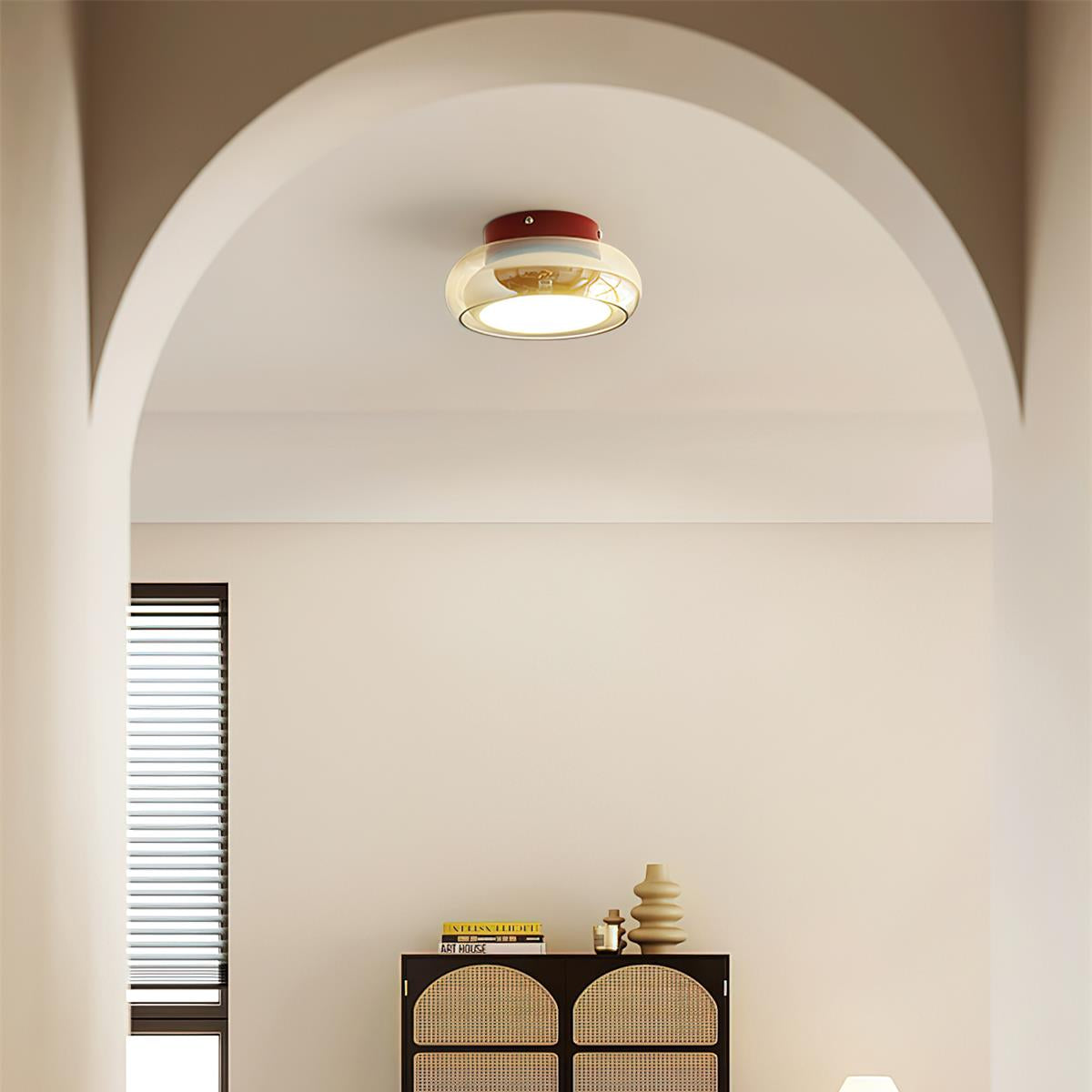 June Retro Glass Flush Mount Ceiling Light | LED Indoor Lamp | Clear Acrylic Nordic Art Deco