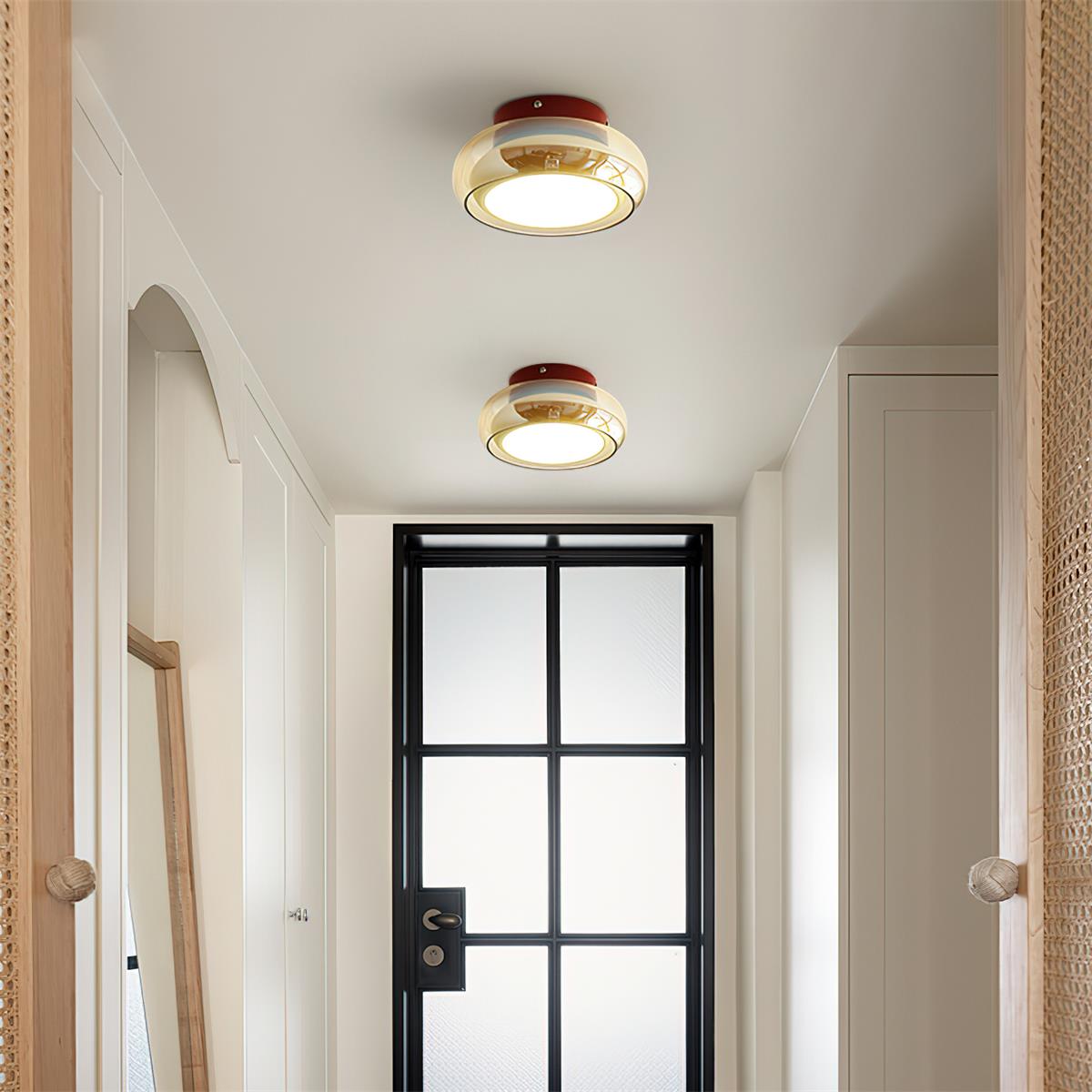 June Retro Glass Flush Mount Ceiling Light | LED Indoor Lamp | Clear Acrylic Nordic Art Deco