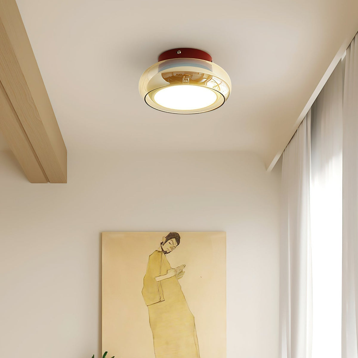 June Retro Glass Flush Mount Ceiling Light | LED Indoor Lamp | Clear Acrylic Nordic Art Deco