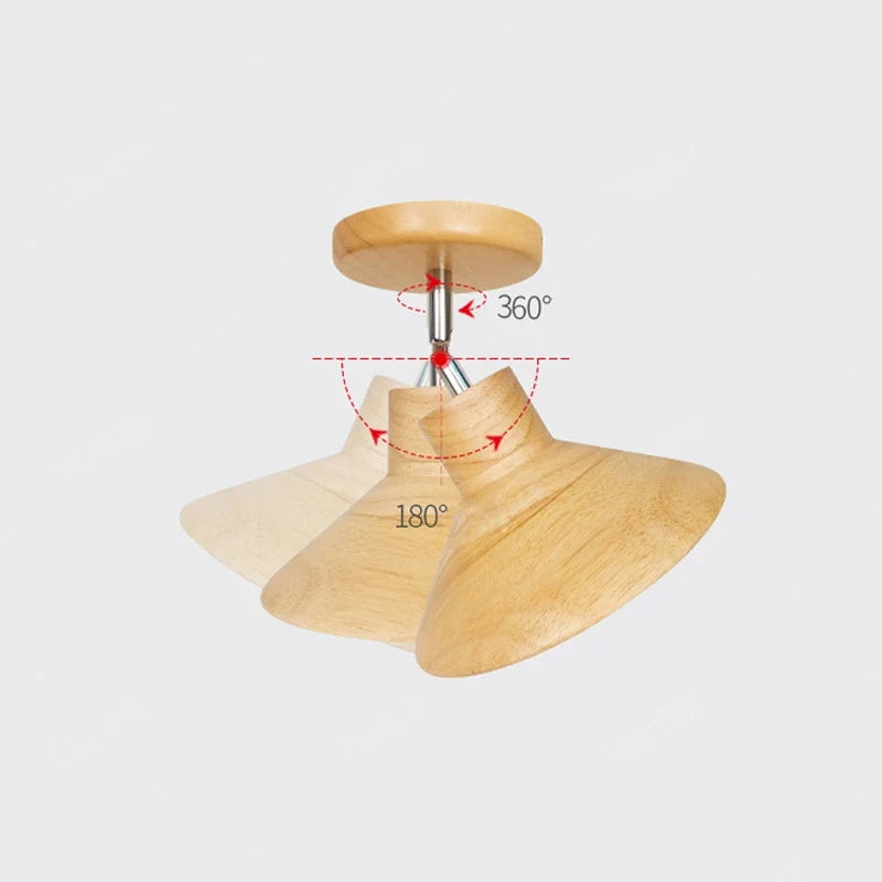 NordicWood Ceiling Lamp | Natural Timber Cone Design | Ceiling Light Wood Nordic Bedroom