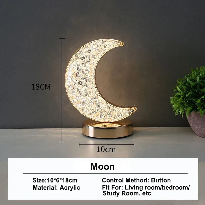 Stellora | 3D Crystal LED Night Light | Rechargeable Touch Dimming Lamp | Clear Acrylic Bedside