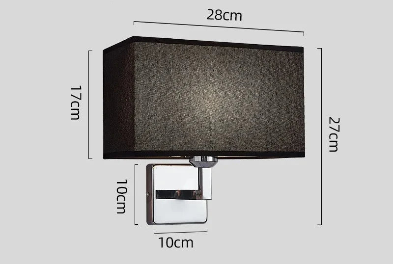 Wall Lamp with Reading Light | E27 Bedside Wall Sconce | Polished Chrome Soft-Touch Fabric LED