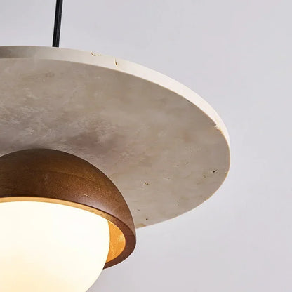 Denmark Pendant Light | Walnut & Stone LED Chandelier | Wood Nordic Dining Room