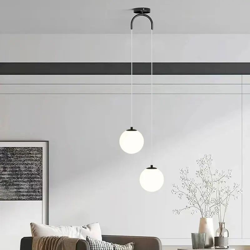 Luna Pendant Light | Nordic Modern Glass Globe Design | Metal Dining Room