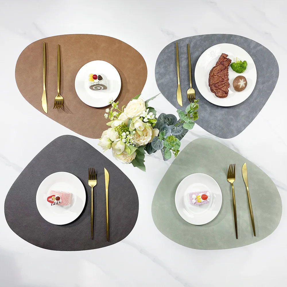 NordicDrop | Double-Sided Faux Leather Placemats | Non-Slip & Heat Resistant | Mat Non-Slip