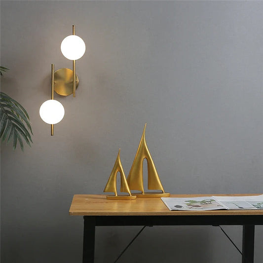 Astra Wall Light | Dual Globe Modern Gold Design | Glass Bedroom