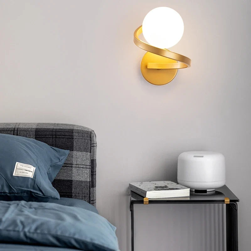 Astra Wall Light | Modern Dual LED Globe Design | Glass Metal Bedroom