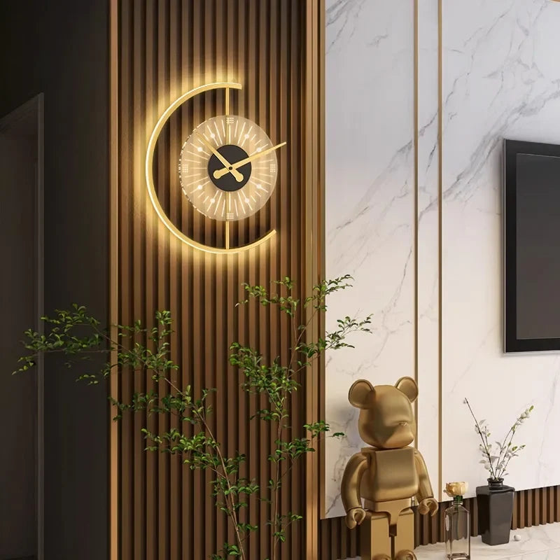 Lunaris Wall Lamp Clock | Post-Modern LED Sconce | Wall Light Silent Bedroom