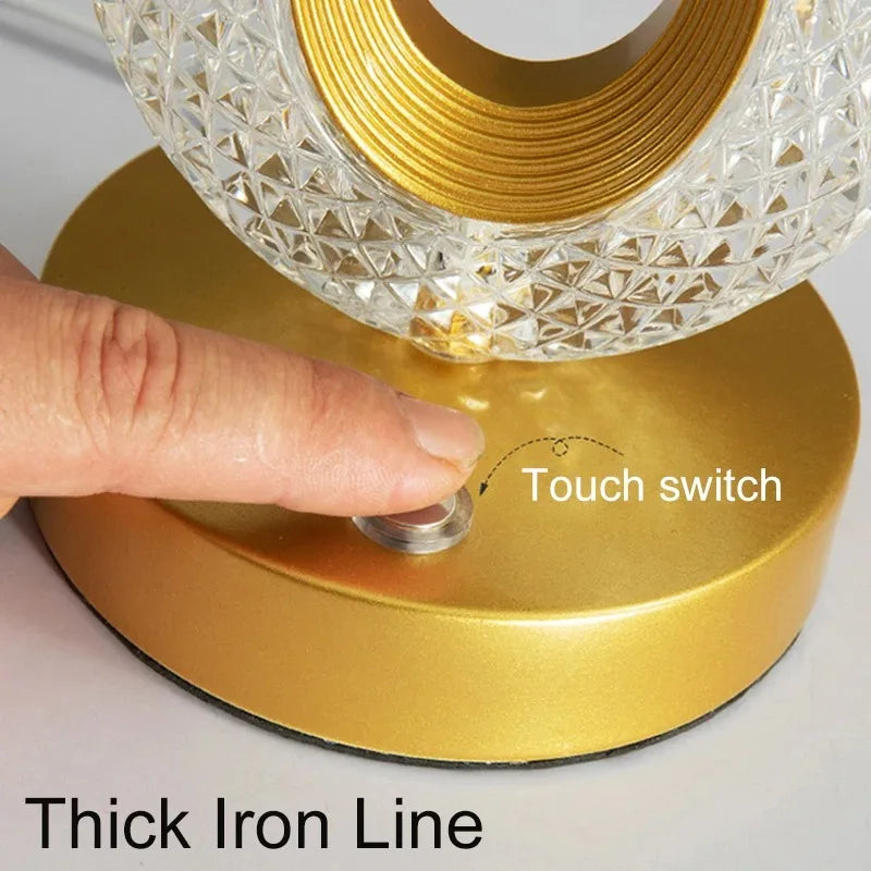 Stellora | 3D Crystal LED Night Light | Rechargeable Touch Dimming Lamp | Clear Acrylic Bedside