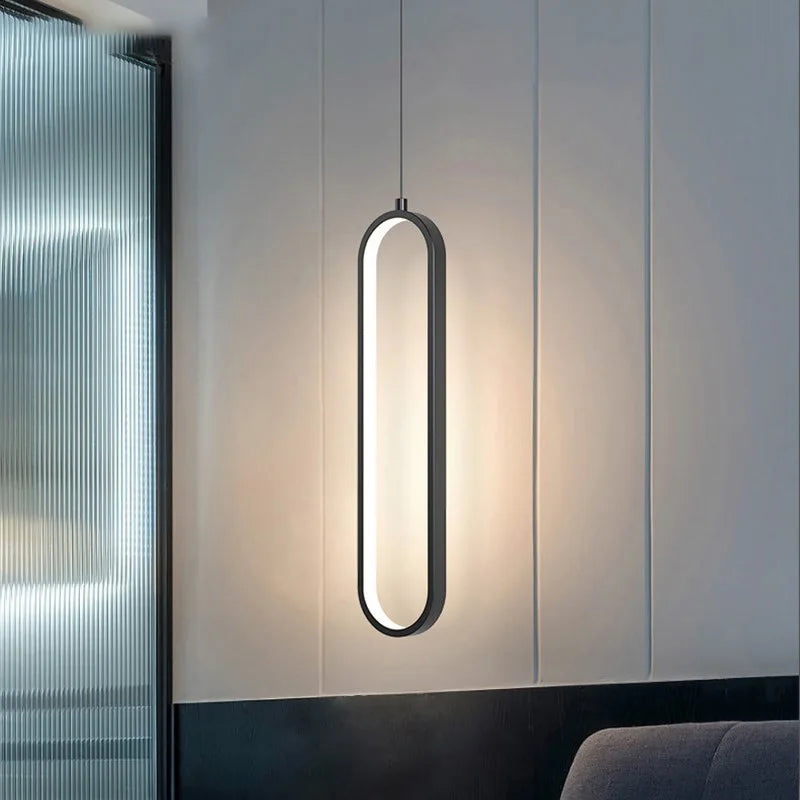 Modern Minimalist LED Pendant Light | Gold & Black Hanging Lamp for Bedroom, Dining & Living