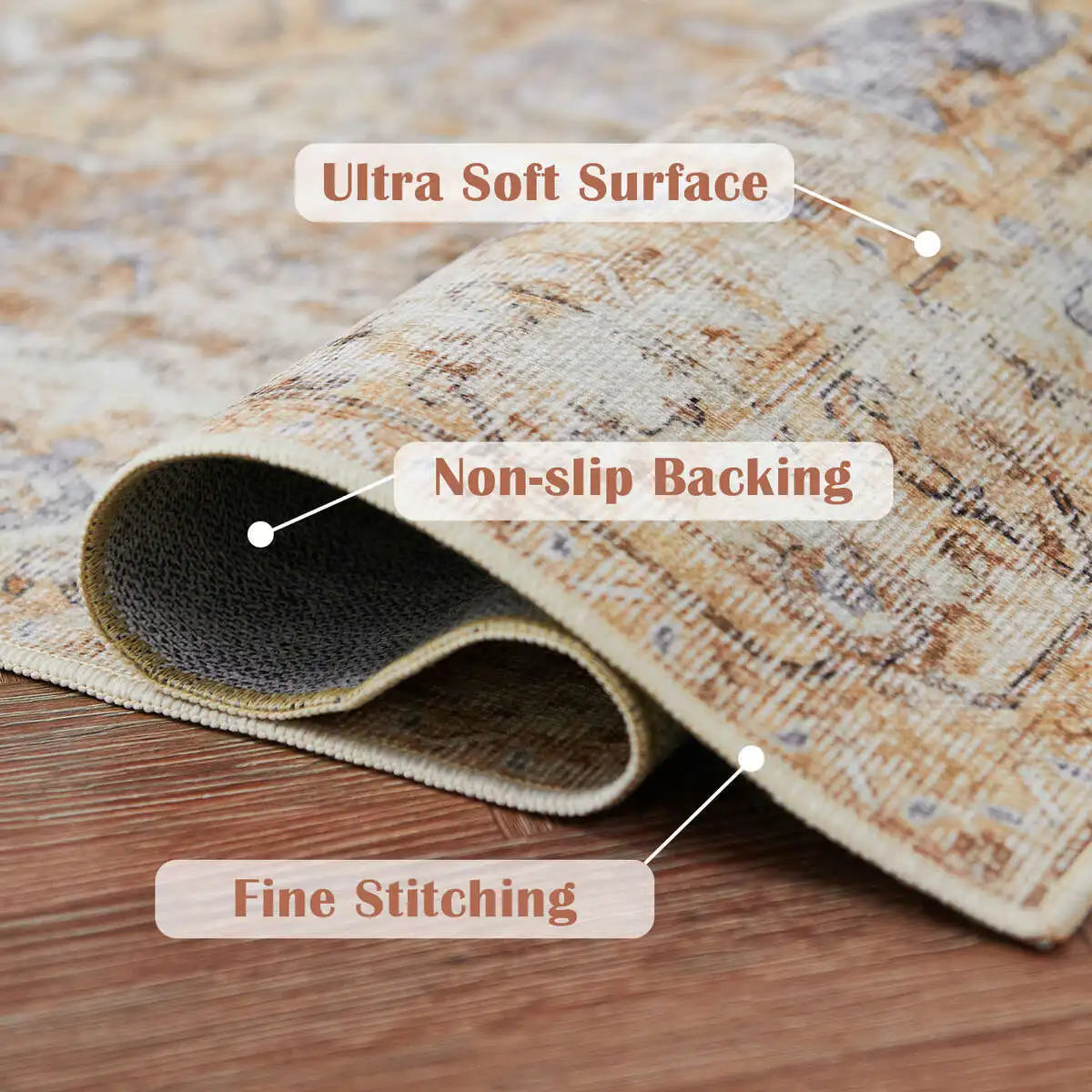 Heritage Medallion Rug | Foldable Non-Slip Oriental Style Carpet | Mat Adjustable Non-Slip