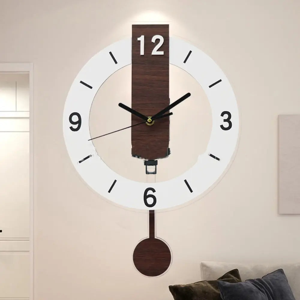Minimalist Pendulum Wall Clock | Modern Acrylic & Wood Design | Adjustable Silent Kitchen