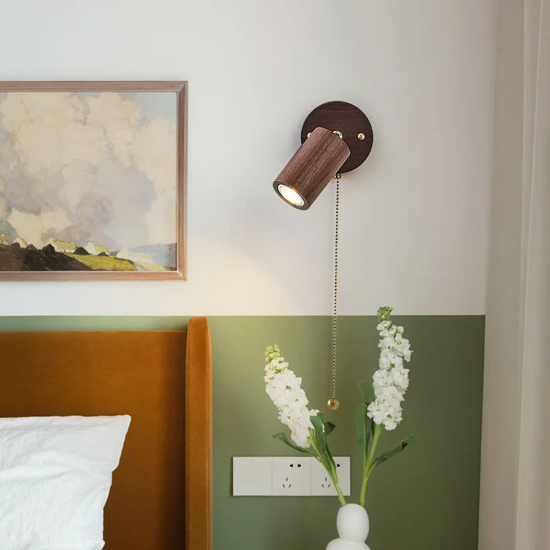 Arlo Wall Lamp | Retro Walnut LED Spotlight | Wall Light Wood Adjustable Vintage-inspired