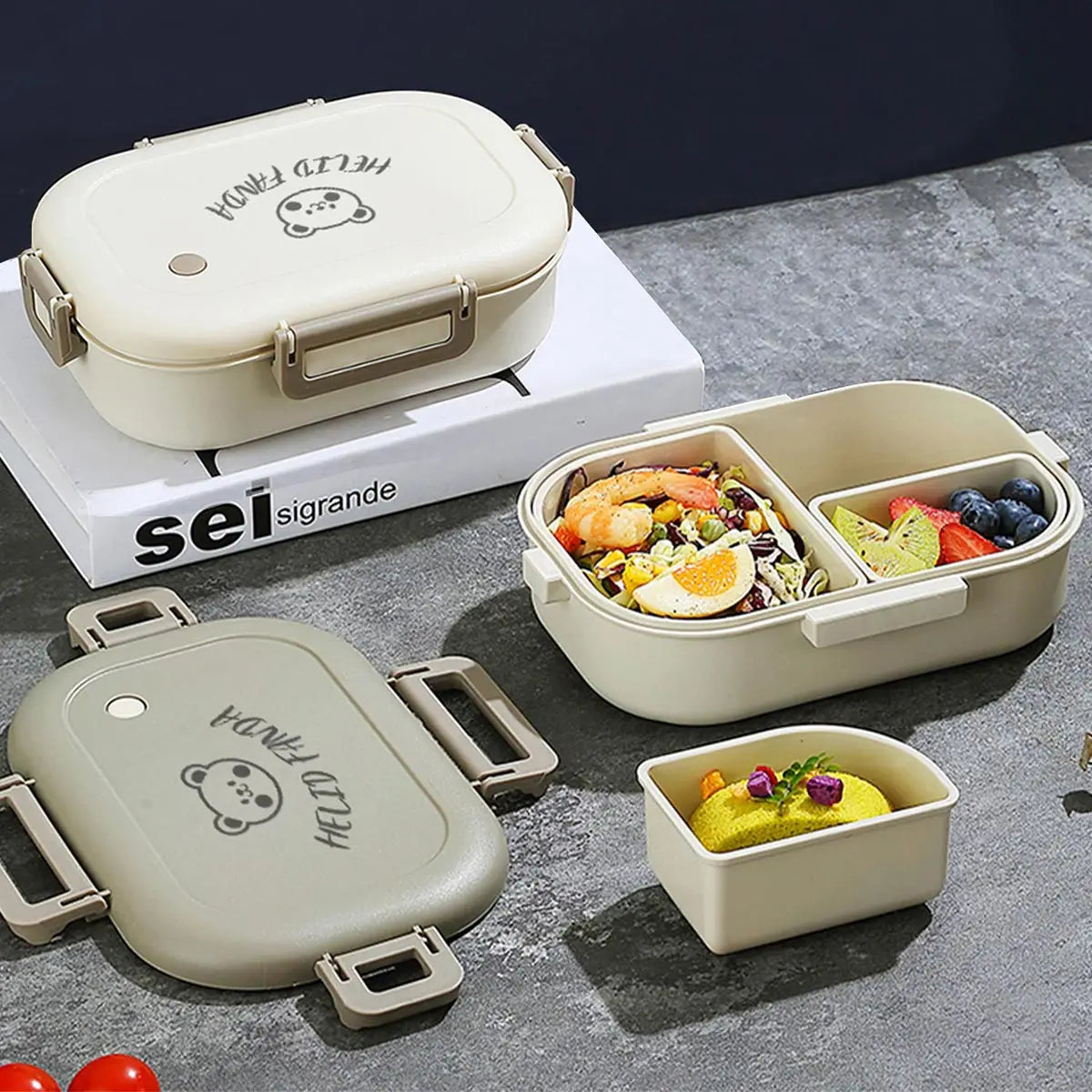 FreshMate | Portable Bento Lunch Box | Leak-Proof with 3 Compartments | Kitchen Essential