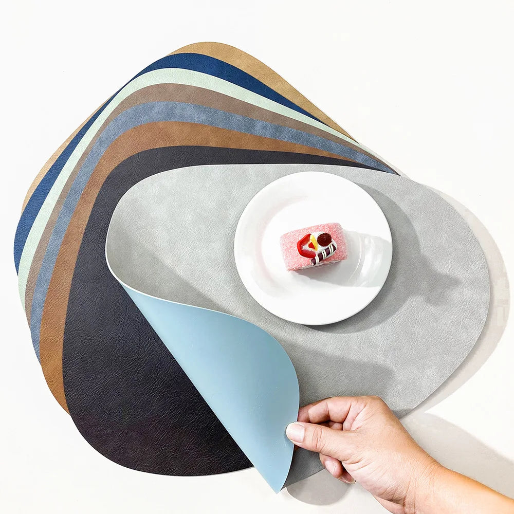 NordicDrop | Double-Sided Faux Leather Placemats | Non-Slip & Heat Resistant | Mat Non-Slip
