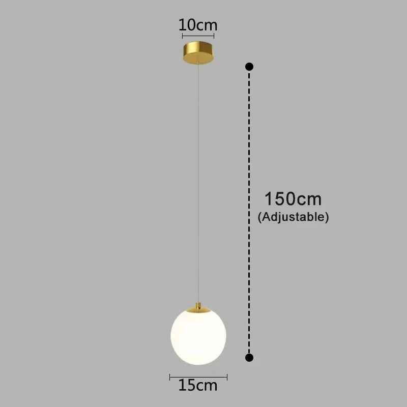 Luna Pendant Light | Nordic Modern Glass Globe Design | Metal Dining Room