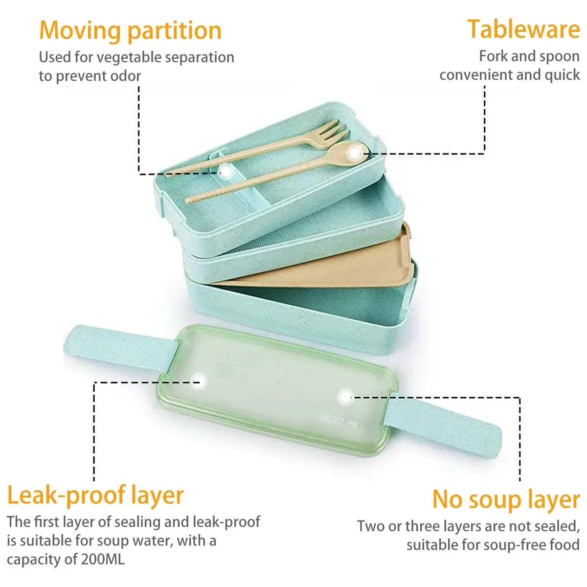 EcoStack | 3-Tier Bento Lunch Box | Wheat Straw 900 ml | Kitchen Essential Leak-Proof
