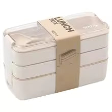 EcoStack | 3-Tier Bento Lunch Box | Wheat Straw 900 ml | Kitchen Essential Leak-Proof