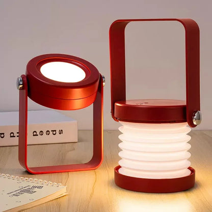 Creative Wooden Handle Portable Lantern | Folding Rechargeable Table Lamp | Wood Dimmable