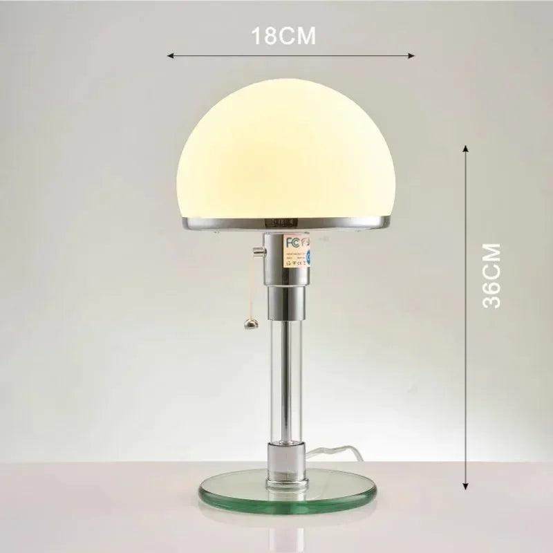 Wilhelm Bauhaus Table Lamp | Designer Nordic Glass Lamp | Polished Chrome Bedside