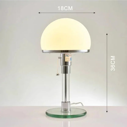 Wilhelm Bauhaus Table Lamp | Designer Nordic Glass Lamp | Polished Chrome Bedside