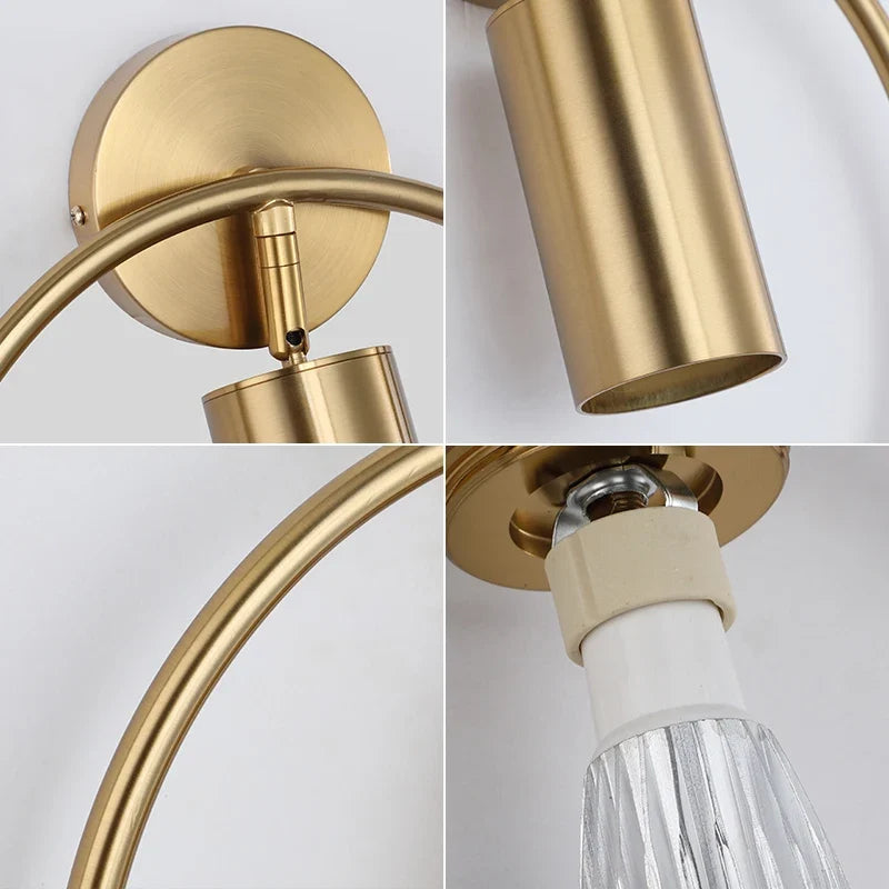 Halo Wall Light | Nordic Gold Minimalist Design | Iron Adjustable Bedroom